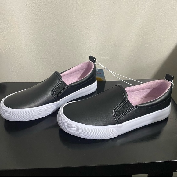 NEW- Girls Hailey Slip-On Sneakers - Cat & Jack - Size 1 Color Black/purple - Picture 3 of 8